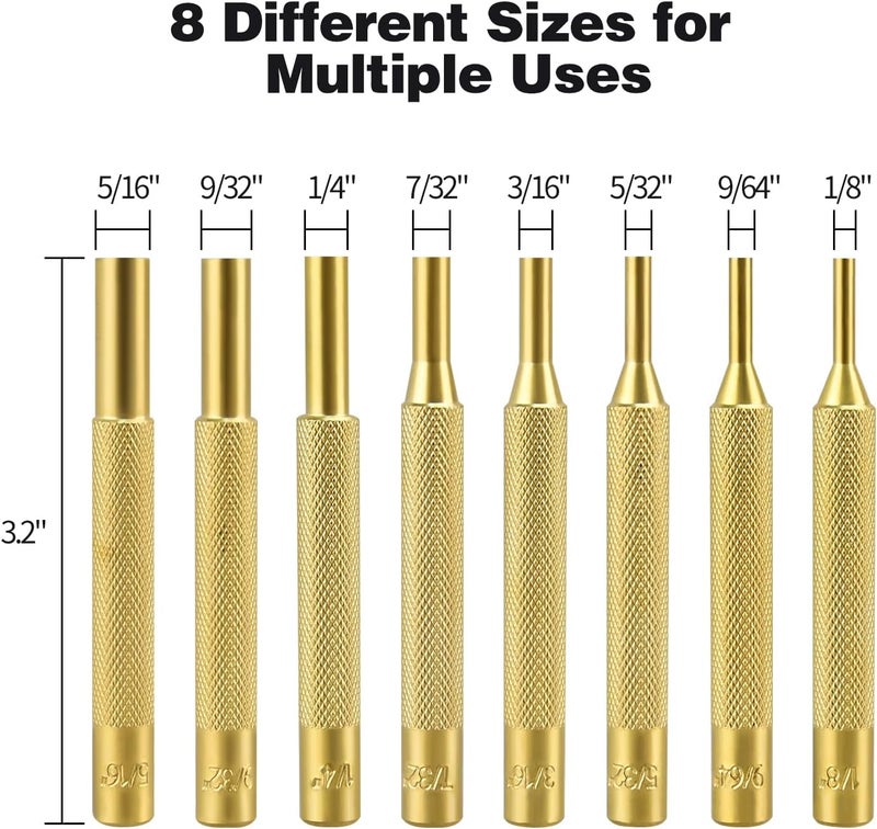 LFSEMINI Pin Punch Set, 22pcs Removing Repair Tools, Including Universal Block, Brass Pin Punches, Steel Pin Punches and Hammer - Image 3